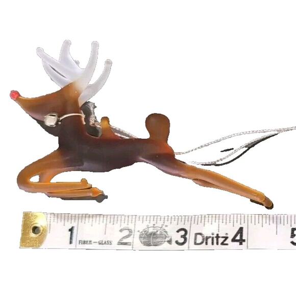 VTG Christmas Ornaments 5 pc Spun Frosted Glass Angel Deer Snowman Candle Banjo - Picture 9 of 10